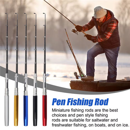 1M/1.6M Portable Pocket Telescopic Mini Pen Fishing Rod Pole Ice Fishing Rod Foldable Small Fishing Rod for Fishing Gear
