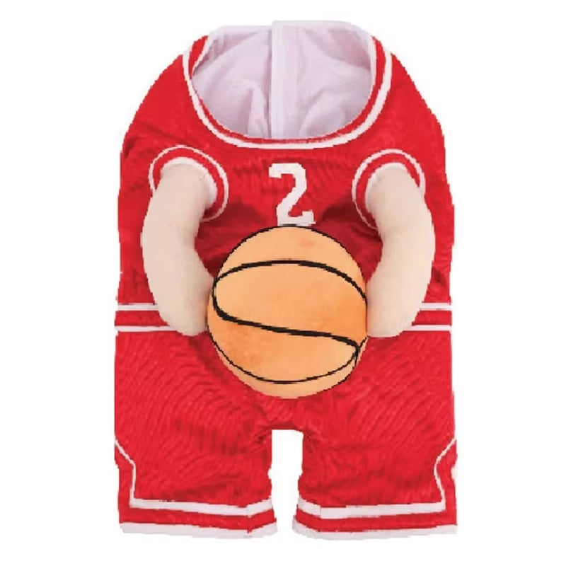 Slam Dunk Your Style: Adorable Dog Basketball Costume with Bouncy Ball for Small Pups!