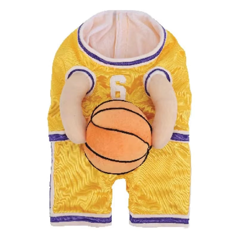 Slam Dunk Your Style: Adorable Dog Basketball Costume with Bouncy Ball for Small Pups!