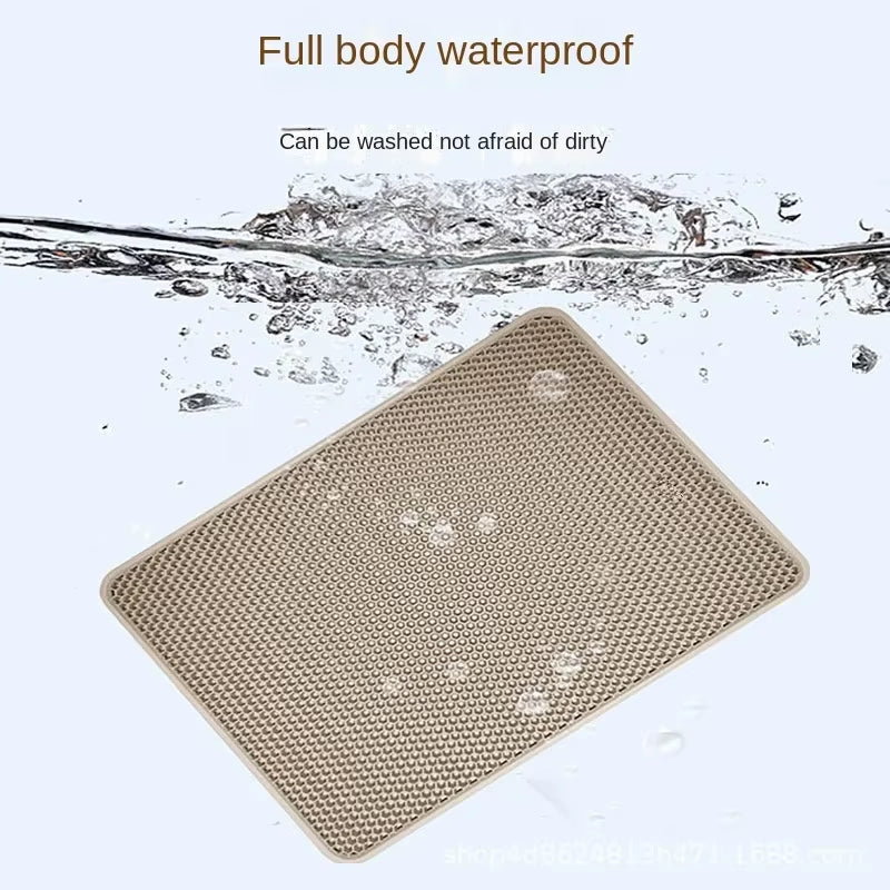 Large Cat Litter Mat - Double Layer Waterproof, Non-Slip, Washable Pet Litter Box Pad