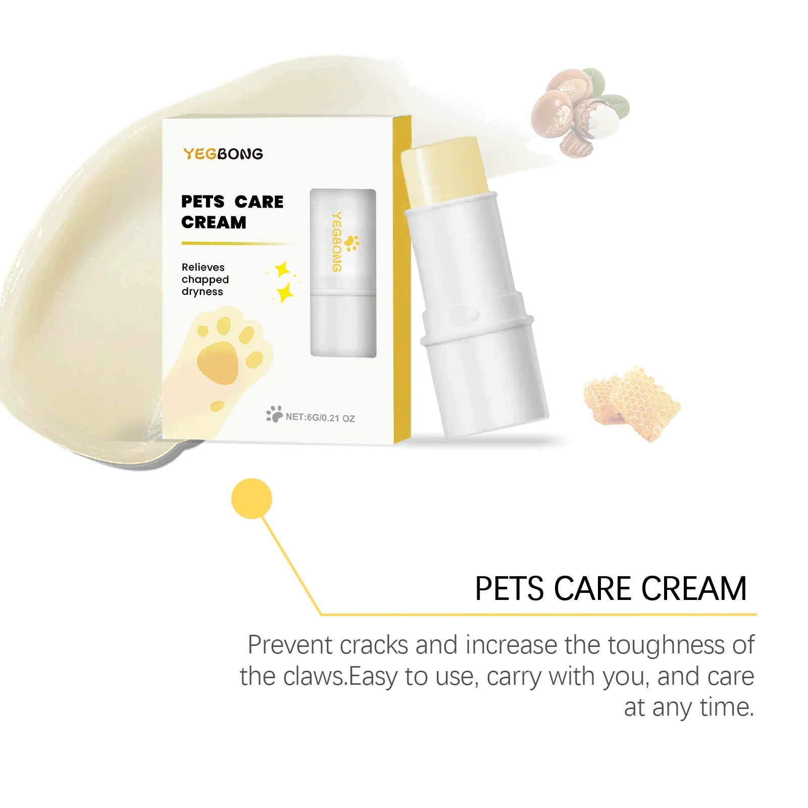 YEGBONG Pet Paw Balm Stick - Gentle Moisturizing and Nourishing Care for Dogs and Cats with Dry, Cracked Pads - Vet Recommended for All Seasons