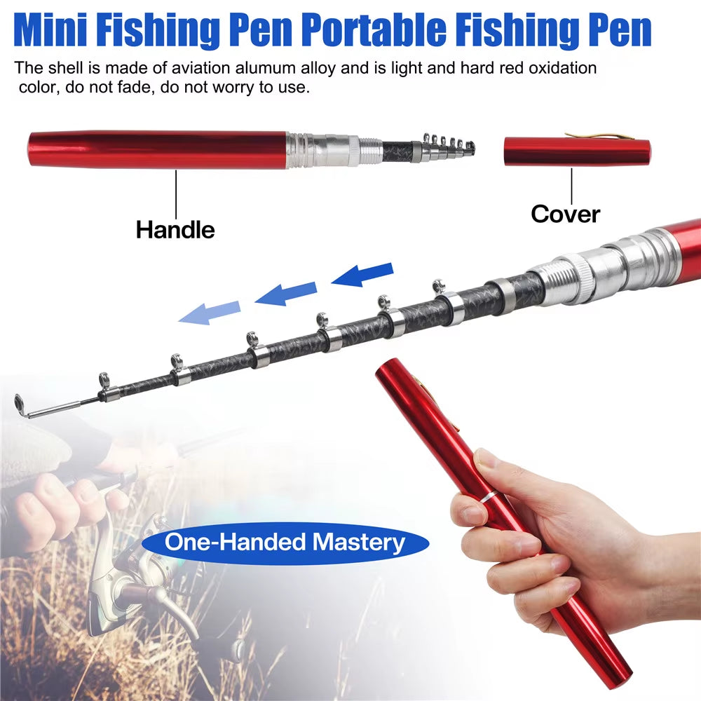 1M/1.6M Portable Pocket Telescopic Mini Pen Fishing Rod Pole Ice Fishing Rod Foldable Small Fishing Rod for Fishing Gear