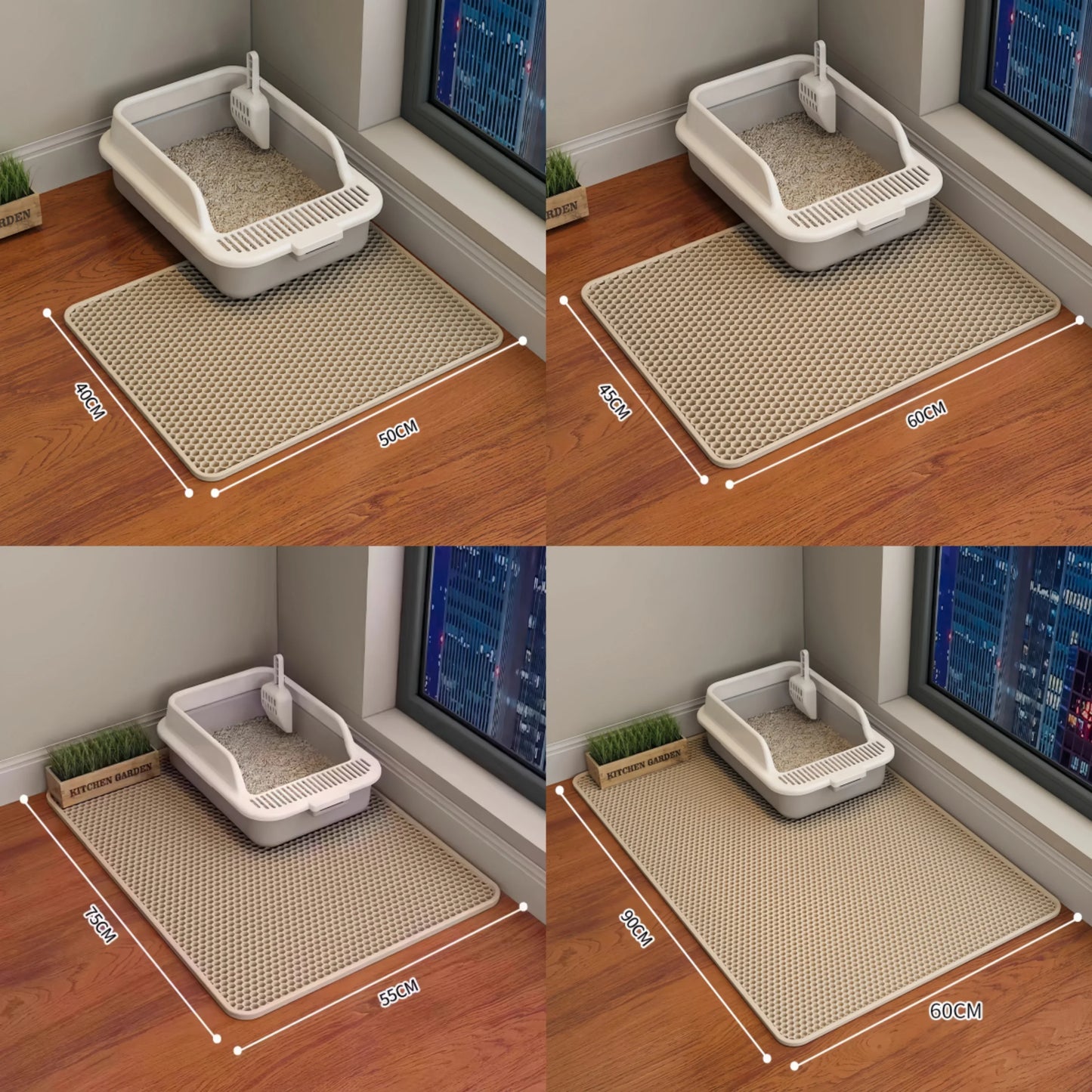 Large Cat Litter Mat - Double Layer Waterproof, Non-Slip, Washable Pet Litter Box Pad