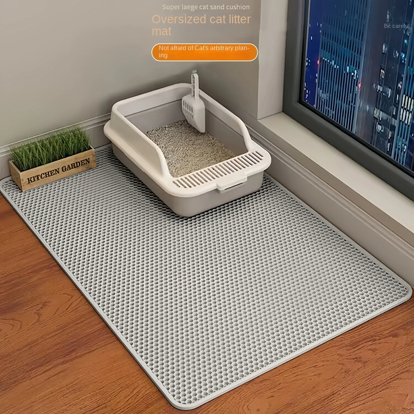 Large Cat Litter Mat - Double Layer Waterproof, Non-Slip, Washable Pet Litter Box Pad