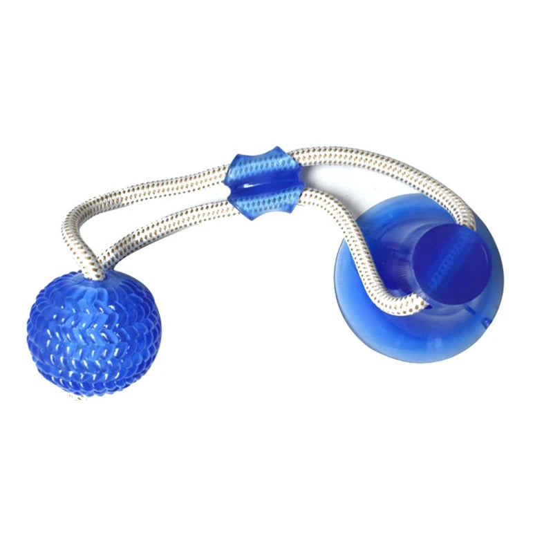 Interactive Suction Cup TPR Ball Dog Toy with Molar Bite and Elastic Ropes for Dental Care and Chewing Activities