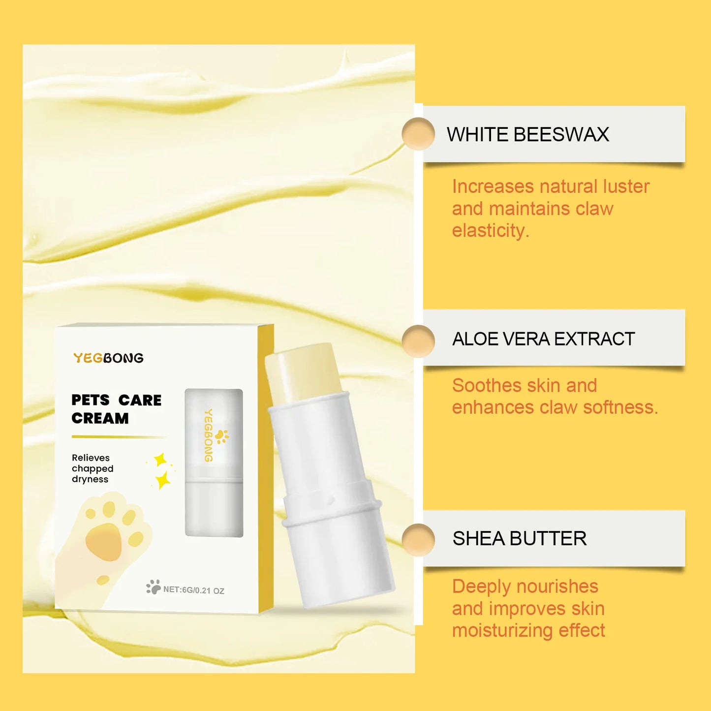 YEGBONG Pet Paw Balm Stick - Gentle Moisturizing and Nourishing Care for Dogs and Cats with Dry, Cracked Pads - Vet Recommended for All Seasons